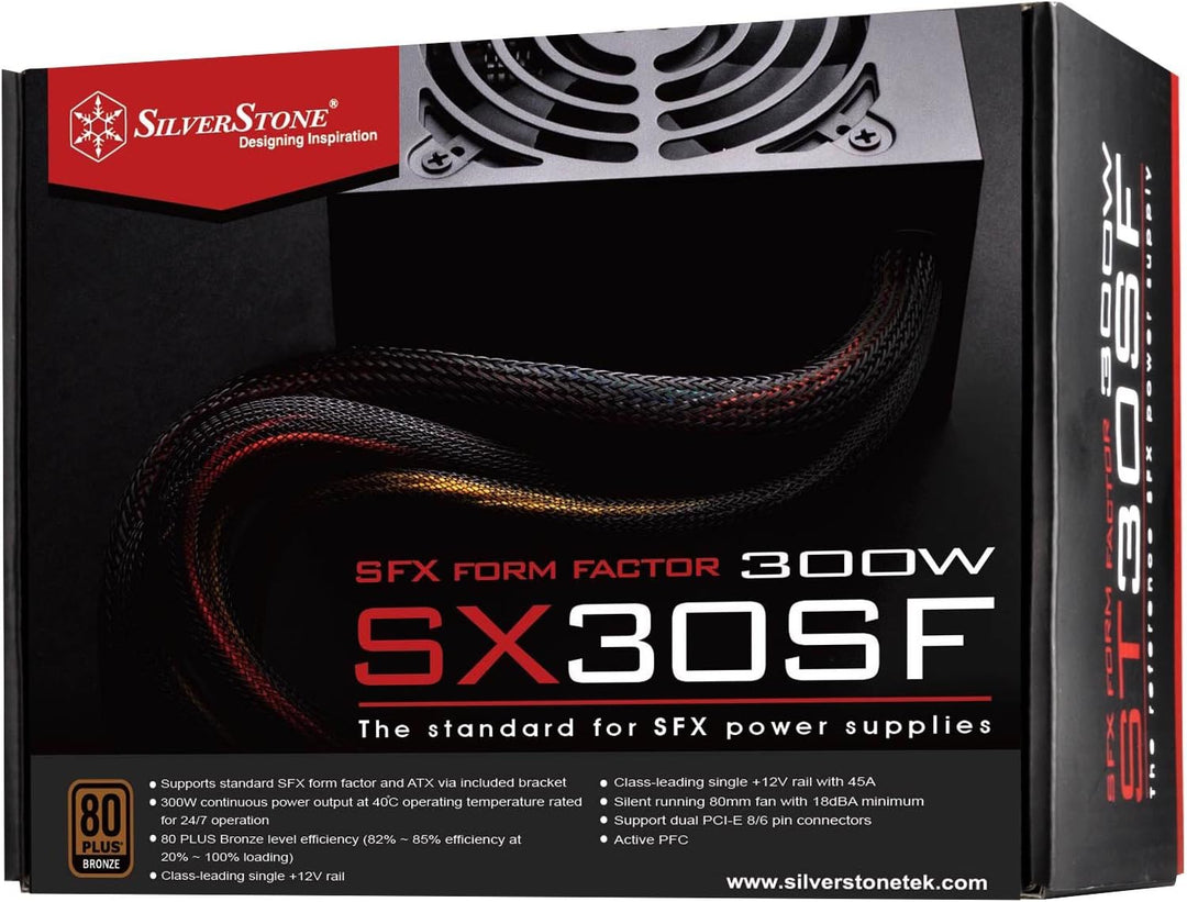 SilverStone SST-ST30SF v 2.0 - SFX Serie, 300W 80 Plus Bronze flüsterleises PC-Netzteil mit 92 mm-Lü