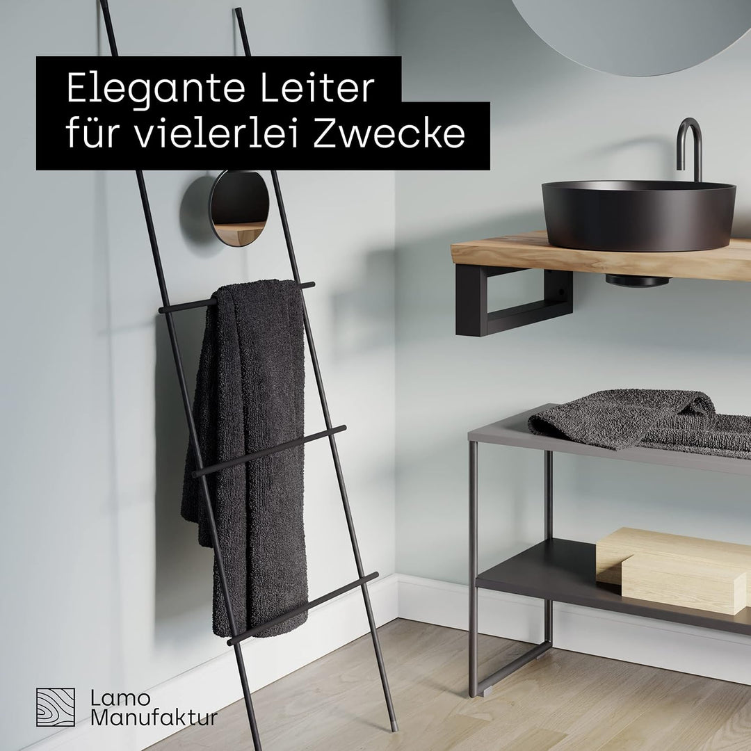 LAMO Manufaktur Handtuchleiter Handtuchhalter Zeitschriftenhalter Loft, 130x60 cm, Rohstahl mit Klar