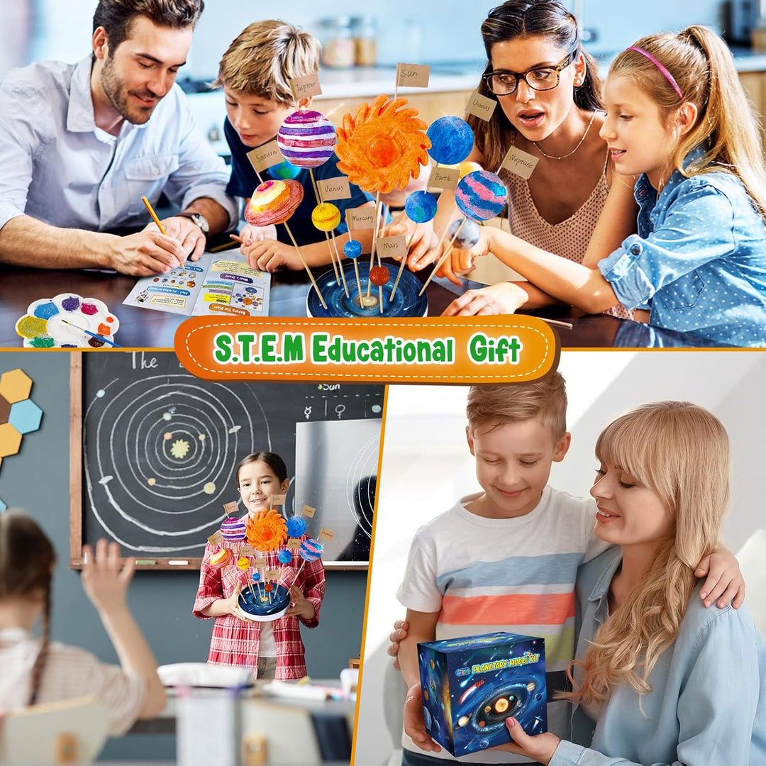 UNGLINGA Solar System Modell Bausatz mit 9 Schaumstoffkugeln, Planeten zum Bemalen DIY Kinder Spielz