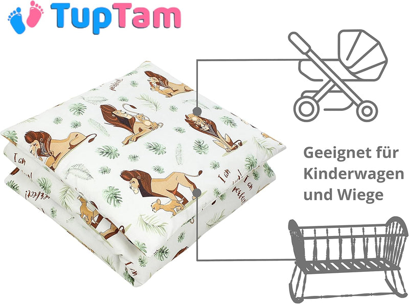 TupTam Unisex Baby Wiegenset 4-teilig Bettwäsche-Set: Bettdecke mit Bezug und Kopfkissen mit Bezug,