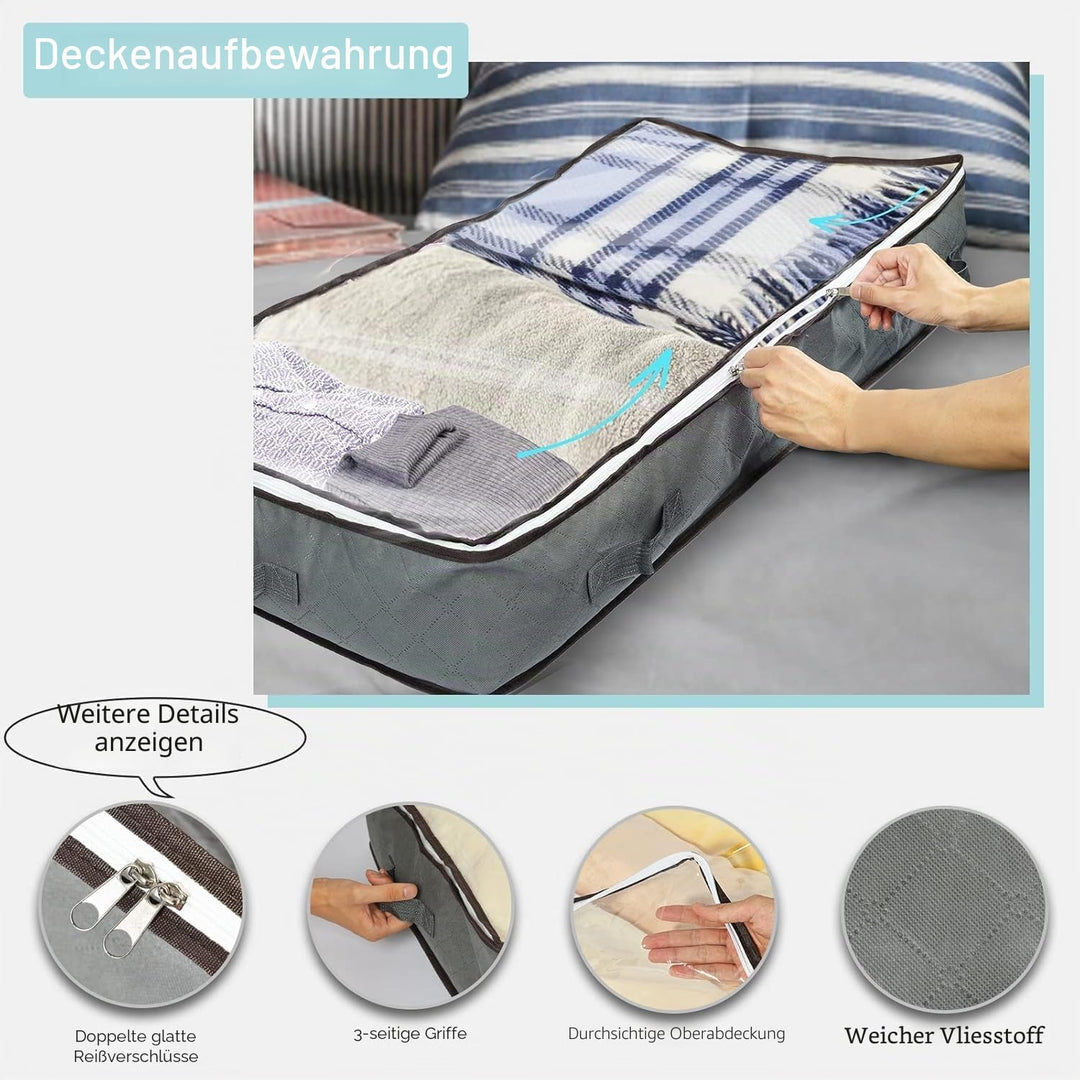 MIXC 6 Packungen Unterbettaufbewahrungen, 100 l grosse Unterbett-Aufbewahrungsbox mit Deckel, Aufbew