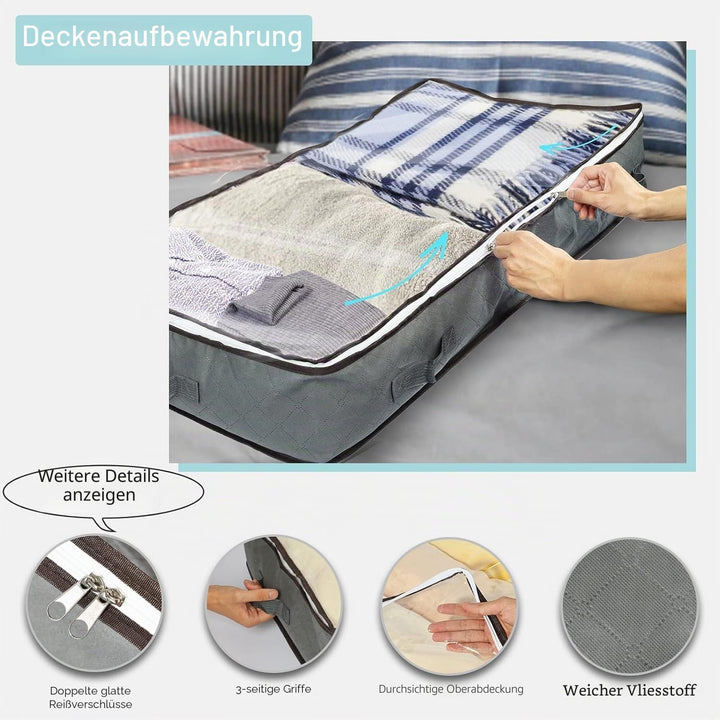 MIXC 6 Packungen Unterbettaufbewahrungen, 100 l grosse Unterbett-Aufbewahrungsbox mit Deckel, Aufbew