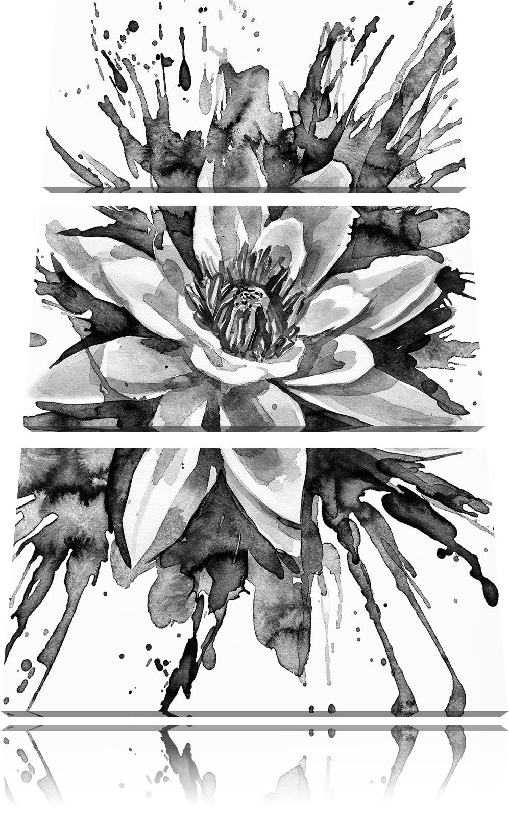 Pixxprint Gemälde Einer Seerose als Leinwandbild/Grösse: 3 Teilig (120x80) cm/Wandbild/Kunstdruck/fe