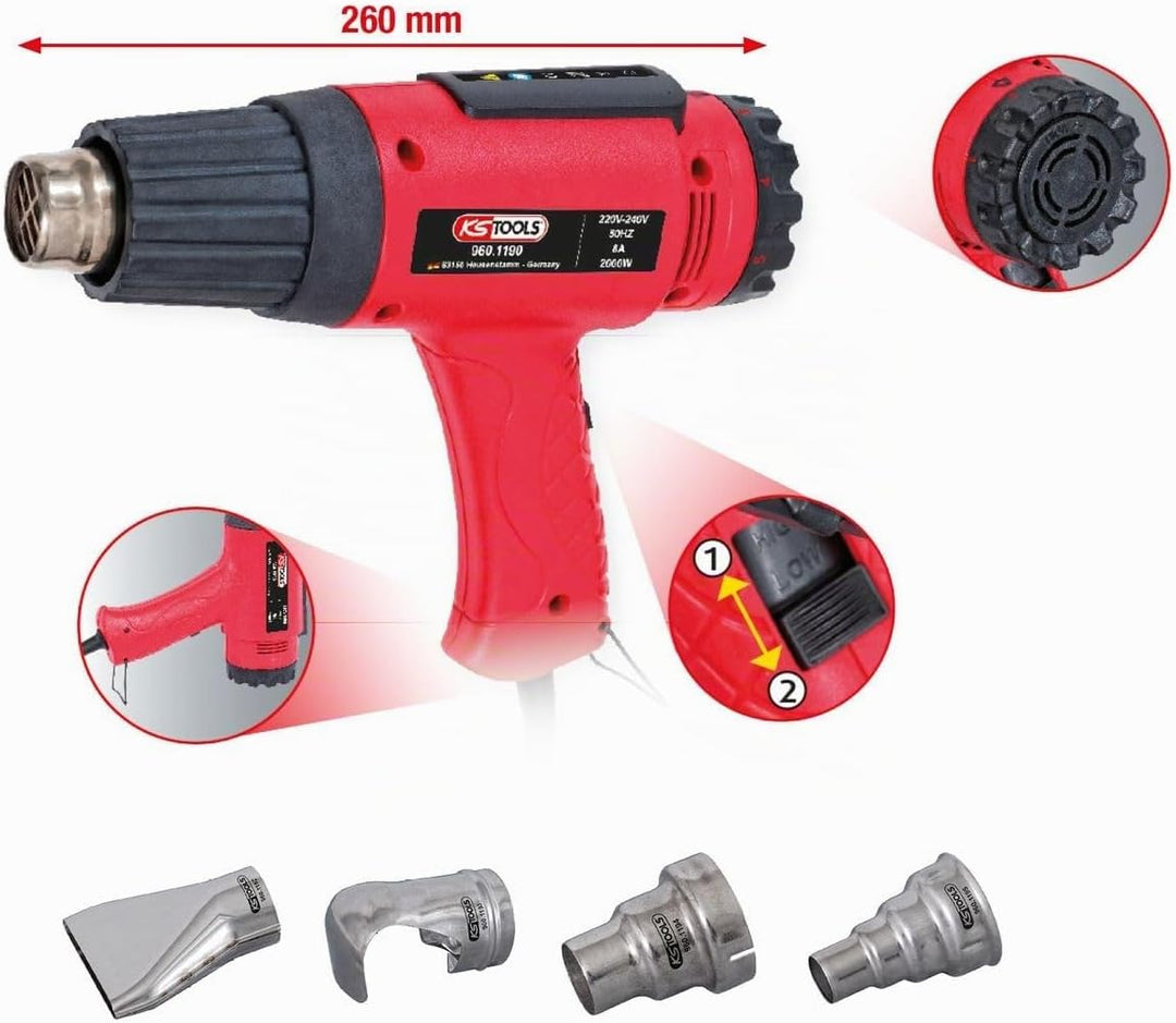 KS Tools 960.1190 Heissluft-Gerät Satz inkl. 4 Aufsätze