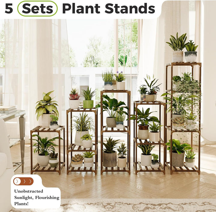 Bamworld 5 Sets von Paket-Pflanzenständer-Kombination, für Innen- und Aussenbereich, Pflanzenständer