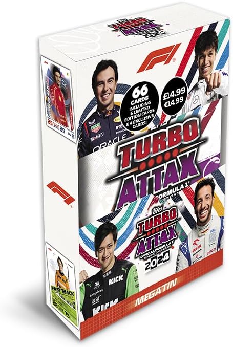 Topps Turbo Attax Formel 1 2024 - Mega Tin - Fast Track - enthält 66 Karten, darunter 6 LE&