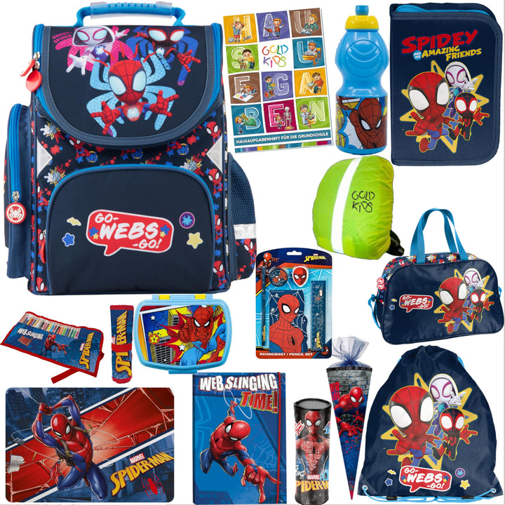 Goldkids - Schulranzen für Jungen und Mädchen - Schul-Rucksack für Kinder mit Federmäppchen - Schuhb