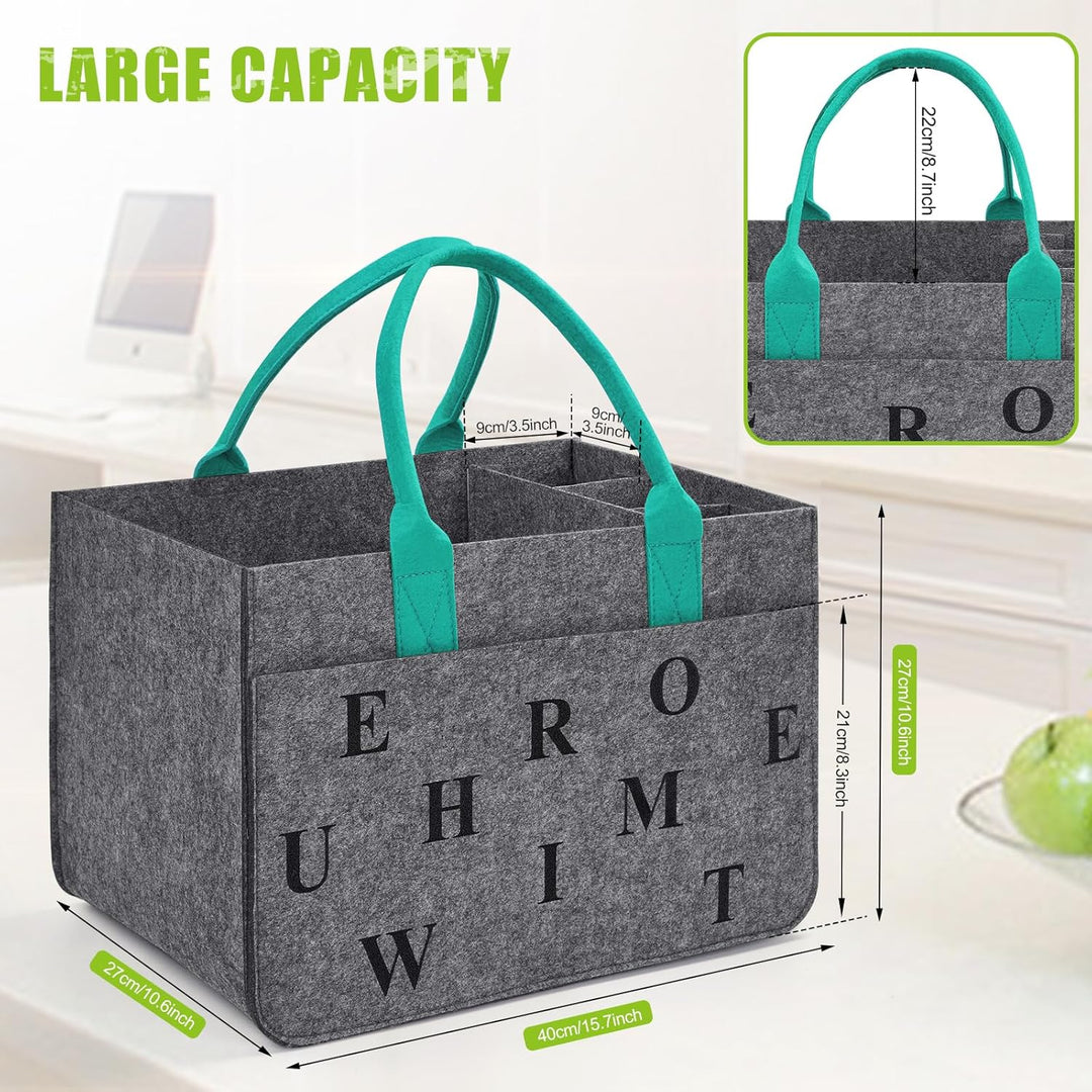 Filz Einkaufskörbe Filztasche Einkaufstasche mit Fächern, Filztasche Gross 30L Faltbar Robust Flasch