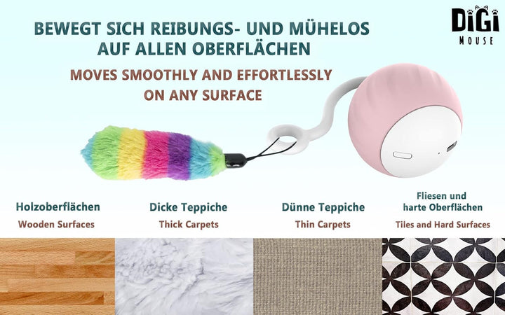DigiMouse Interaktives Katzenspielzeug mit Sprachaktivierung & 4 Ersatzfedern & Katzenminze - Elektr