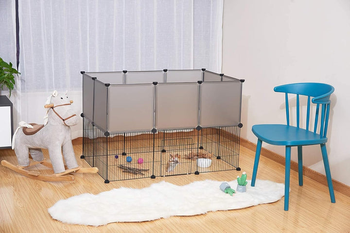 EUGAD Freigehege für Kaninchen, Meerschweinchen Gehege, Welpenauslauf Kleintiergehege inkl. Tür, Fre