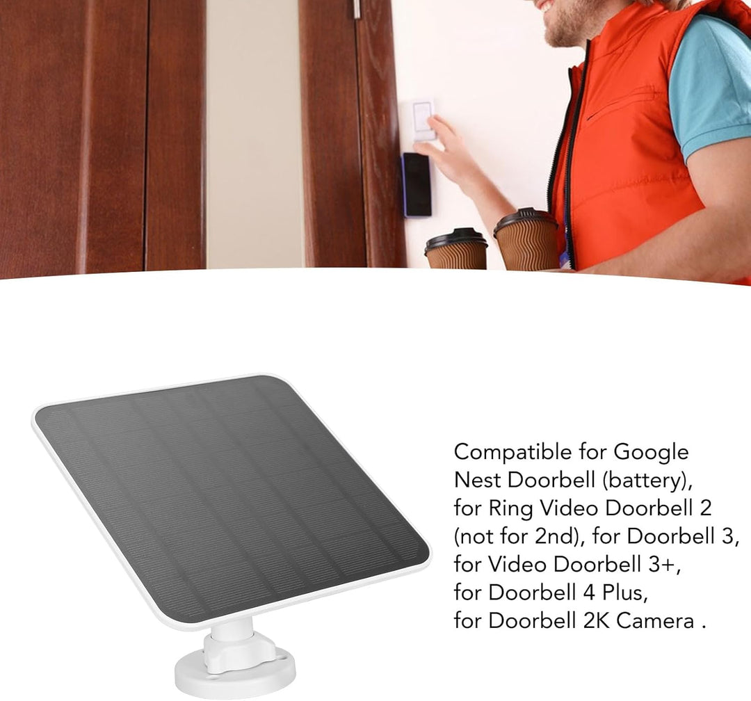 12 W Solarpanel für Türklingel, IP66 Wasserdichtes Solarpanel Ladegerät für Nest/Eufy Doorbell 2K Ka