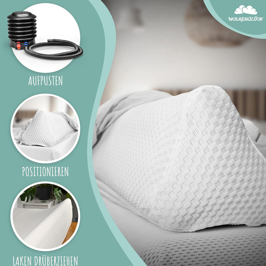 WOLKENGLÜCK® Aufblasbarer Rausfallschutz Bett [150 cm] - Bettkantenschutz für Babys & Kinder - geeig