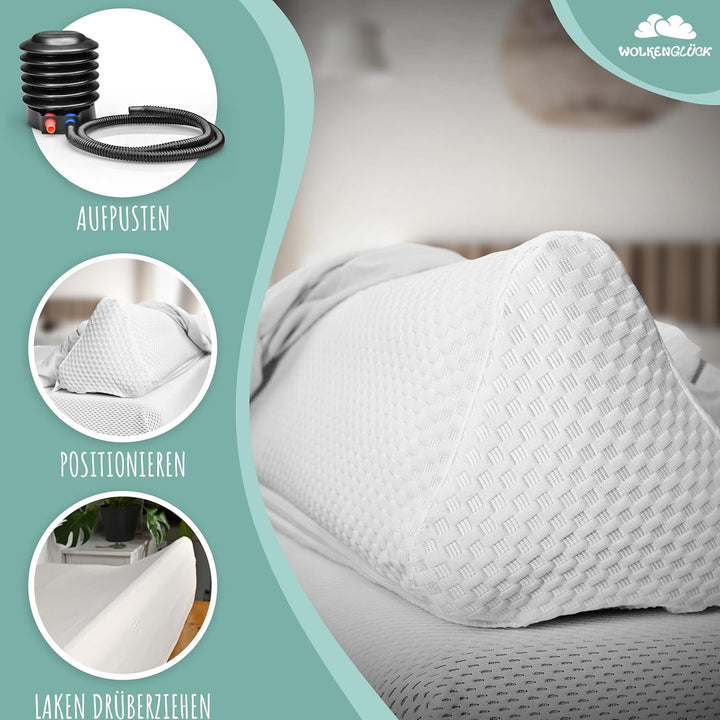 WOLKENGLÜCK® Aufblasbarer Rausfallschutz Bett [150 cm] - Bettkantenschutz für Babys & Kinder - geeig