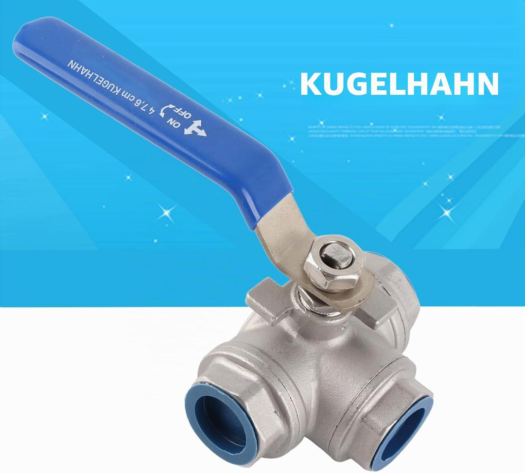 Edelstahl SUS304 Rohr Kugelhahn 3-Wege T-Typ Innengewinde 3/4" DN20