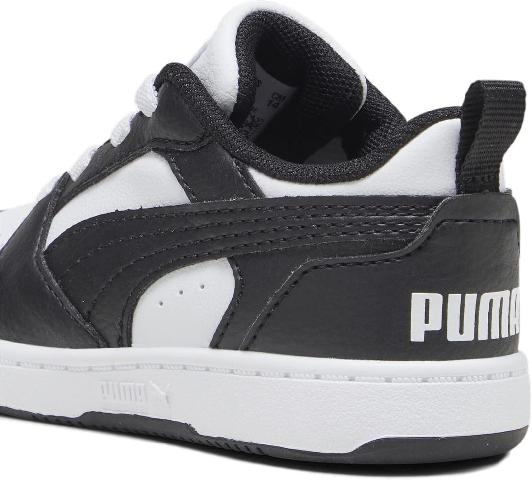 PUMA Unisex Kinder Rebound V6 Lo Jr Sneaker 35.5 EU Puma White Puma Black, 35.5 EU Puma White Puma B