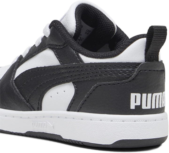 PUMA Unisex Kinder Rebound V6 Lo Jr Sneaker 35.5 EU Puma White Puma Black, 35.5 EU Puma White Puma B
