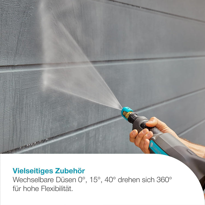 Gardena Akku-Mitteldruckreiniger AquaClean 24/18V P4A Premium Set: Akku-Reiniger mit voller Ausstatt