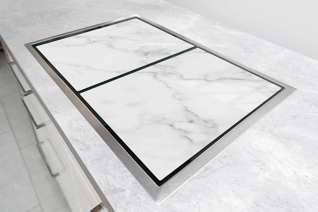 DarHaus Herdabdeckplatten 45x52 cm 2-teilig Ceranfeldabdeckung Induktion Herdschutz Spritzschutz Gla