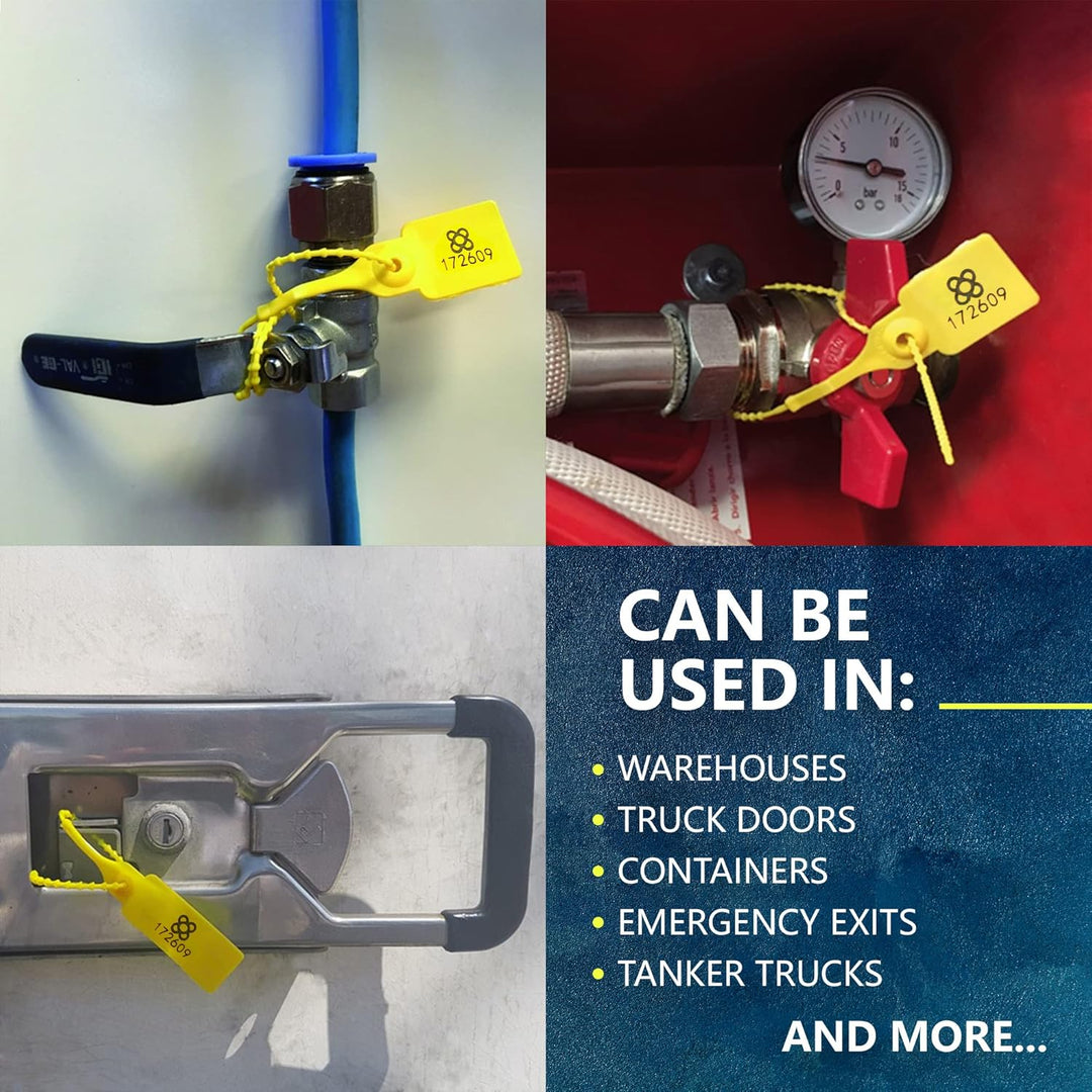 DOJA BARCELONA | Gelb Sicherheitsplomben aus Kunststoff | 100 Einheiten | 24 cm Lang | Plomben kunst