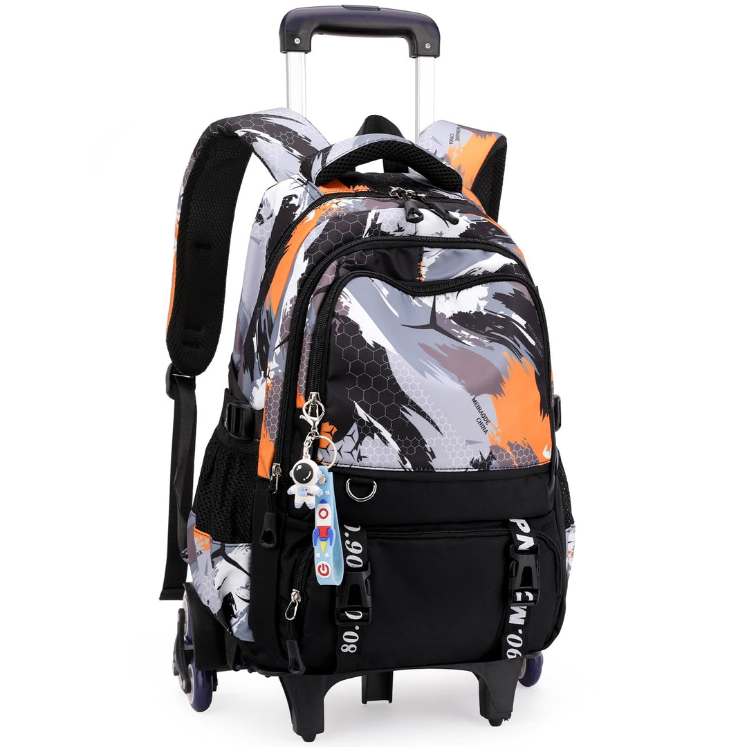 Amythe Schulrucksack Trolley für Jungen, Schulranzen mit Rollen für Kinder Teenager, Modischer Schul