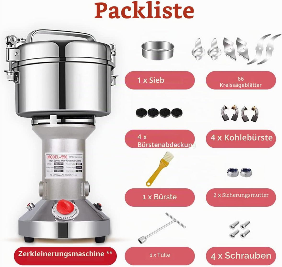 LEJIEYIN Elektrische Kräutermühle 550 g Hochgeschwindigkeits-Gewürzmühle aus Edelstahl Elektrische M