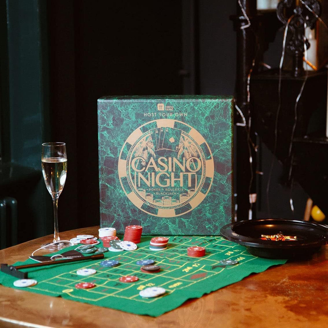Talking Tables Casino Night Game Kit - Play Poker, Blackjack, Roulette - Glücksspielset für Erwachse