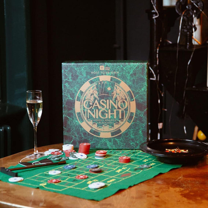 Talking Tables Casino Night Game Kit - Play Poker, Blackjack, Roulette - Glücksspielset für Erwachse