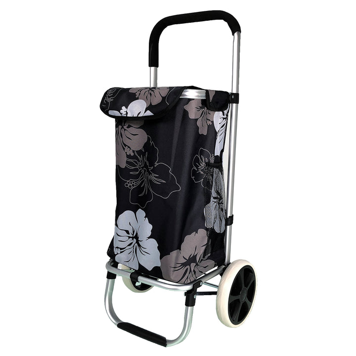 Alu Trolley Einkaufstrolley Tasche Einskaufsroller Einkaufswagen (Blumen), Blumen