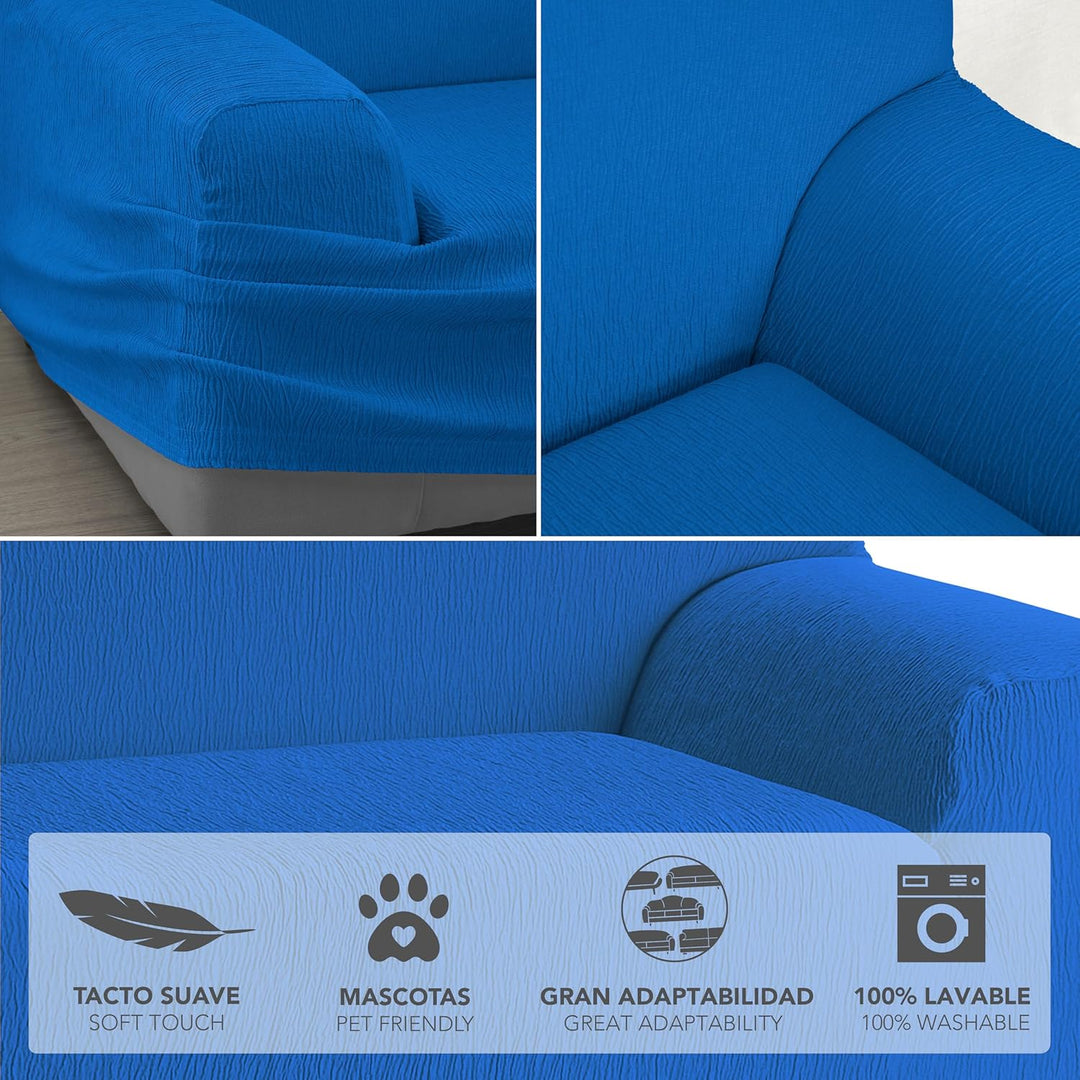 Martina Home Elastischer Sofabezug Modell Emilia 2 Plätze Königsblau (Azul ELÉCTRICO) 2 Sitzer König