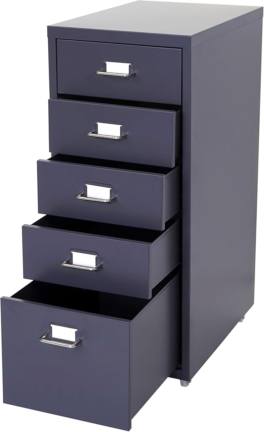 PROREGAL Rollcontainer Housten HxBxT 69x28x41cm 5 Schubladen Dunkelgrau Schubladenschrank Stahlschra