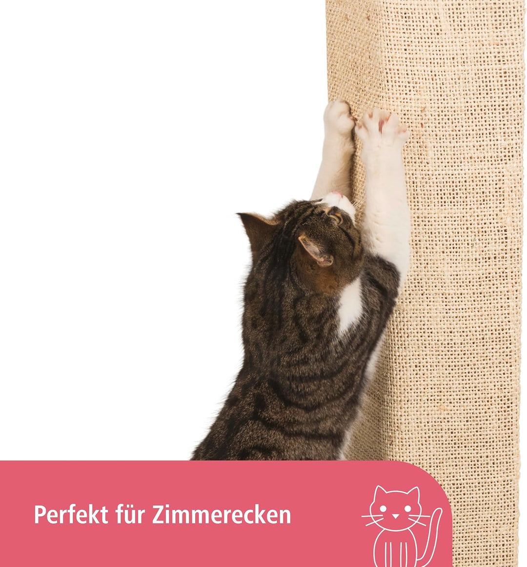 Kerbl Pet Kratzbrett Kevin, Krallenbrett, beige, 100x56cm, Holz, Sisal, Katzen, mit Fleece bezogene