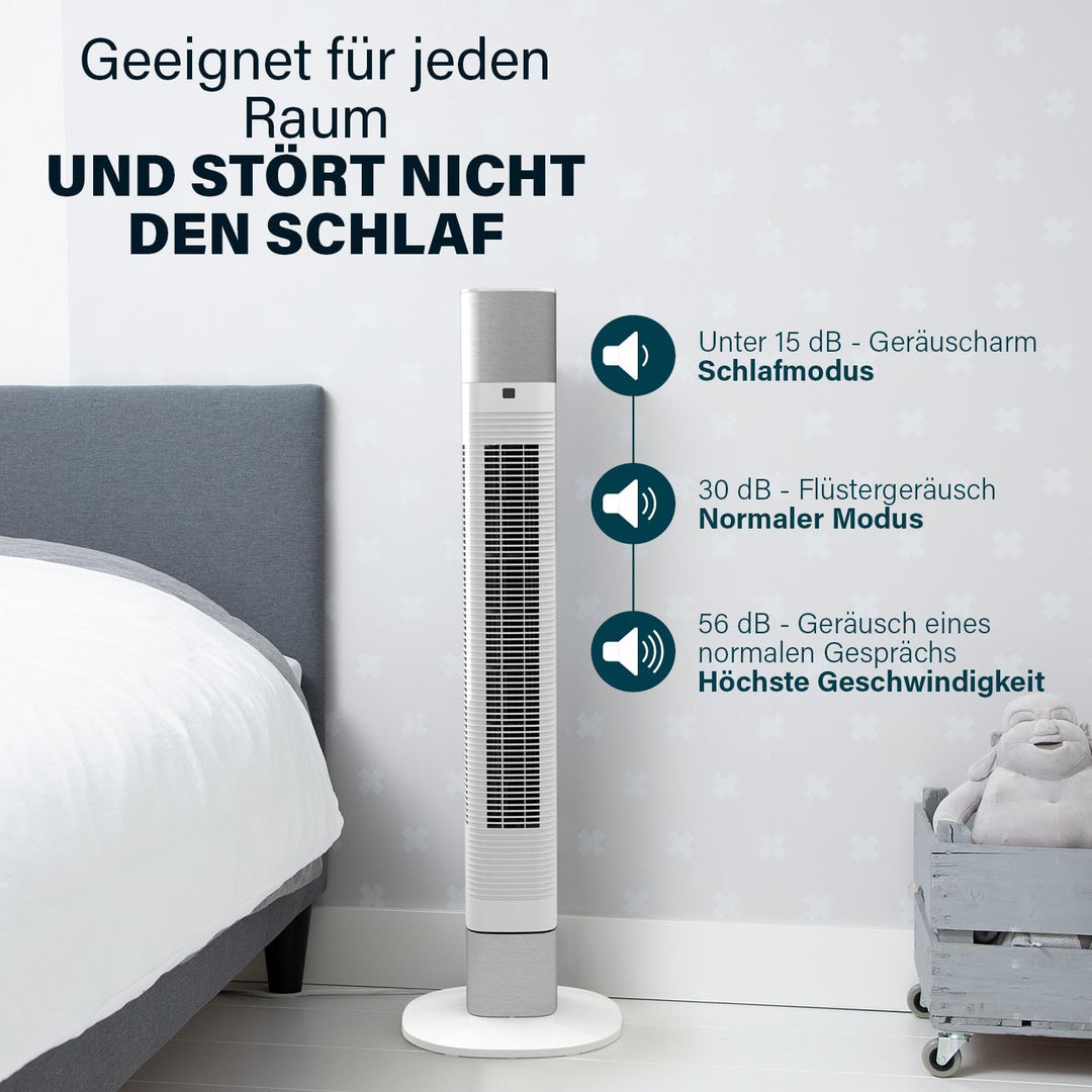 Princess Geräuscharmer Turmventilator - Höhe 103 cm - 3 Modi & 3 Geschwindigkeiten - Oszillation - S