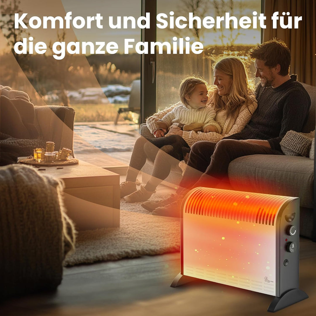 Extralink Konvektorheizung 2000W Elektroheizung 3-stufige Leistungsregelung eingebauter Thermostat e