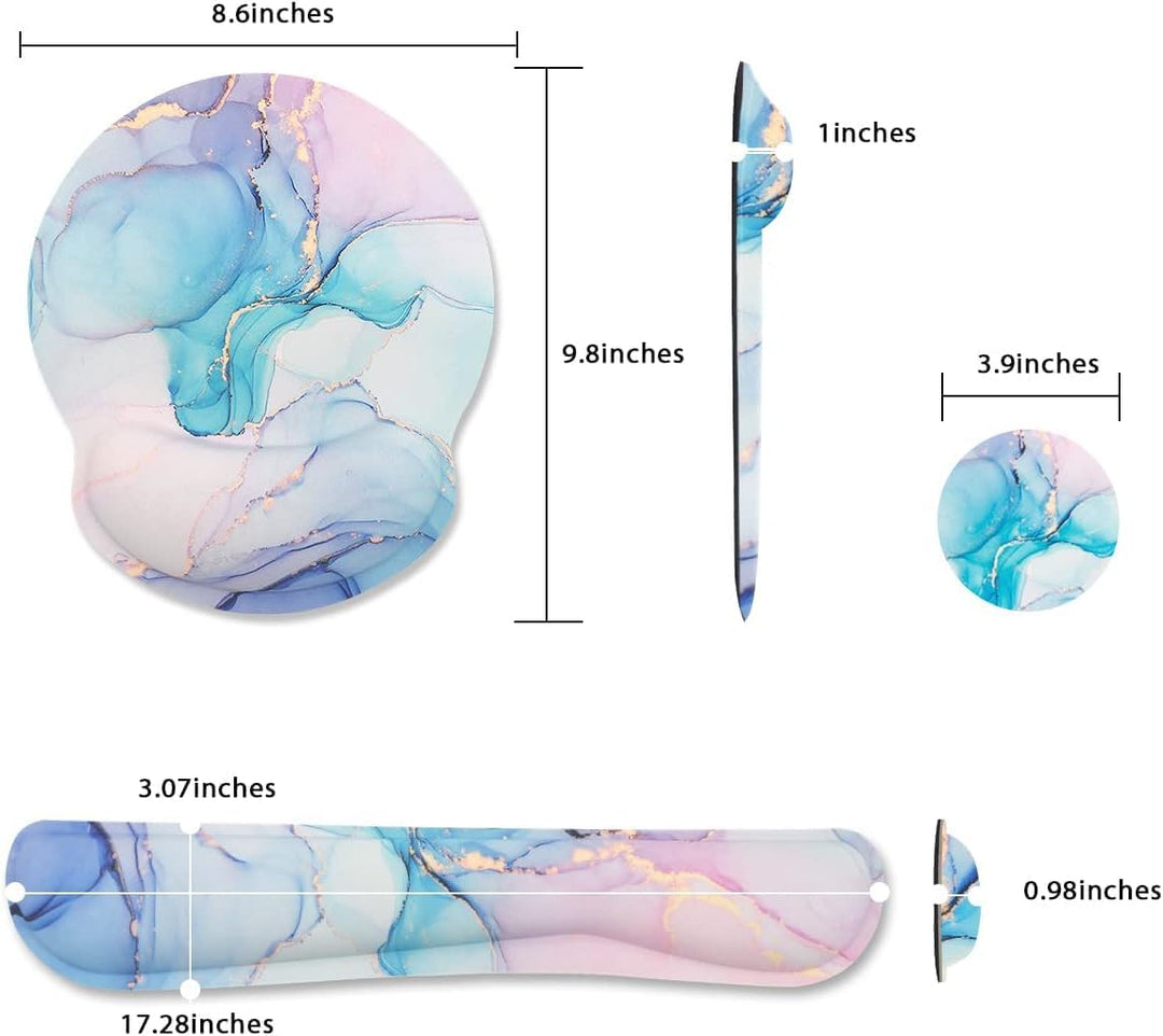 3-in-1 Handgelenkauflage Set, Mauspad mit Gelkissen+Handballenauflage Tastatur+Untersetzer,Ergonomis