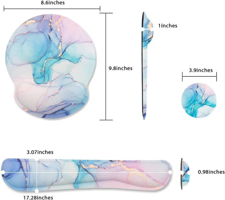 3-in-1 Handgelenkauflage Set, Mauspad mit Gelkissen+Handballenauflage Tastatur+Untersetzer,Ergonomis