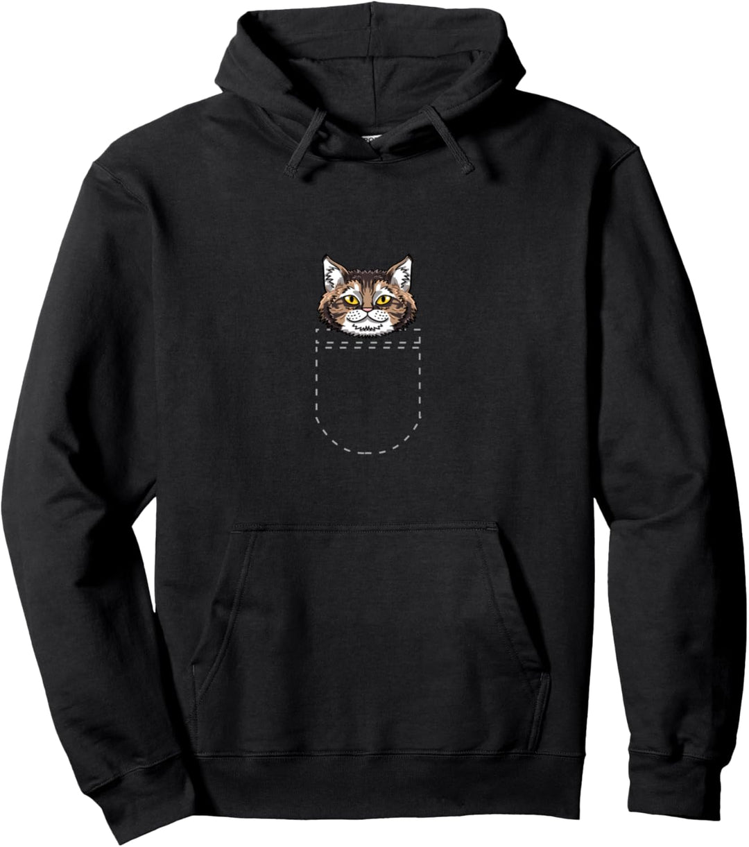 Pocket Maine Coon Fishbone Paw Pattern Feline Cat Lover Gift Pullover Hoodie