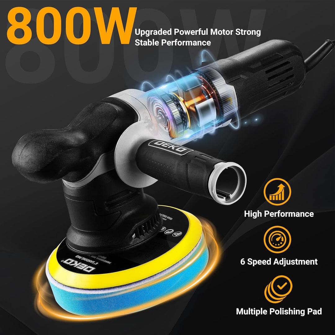 Exzenter Poliermaschine Auto 800W: DEKOPRO Doppelte Aktion poliermaschine Set mit 150MM Pad, 6-stufi