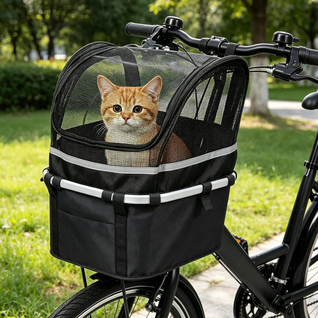 Hunde-Fahrradkorb | Katzen-Fahrrad-Lenkerträger mit Fenster | Fahrradgriff Hundekorb | für tägliche