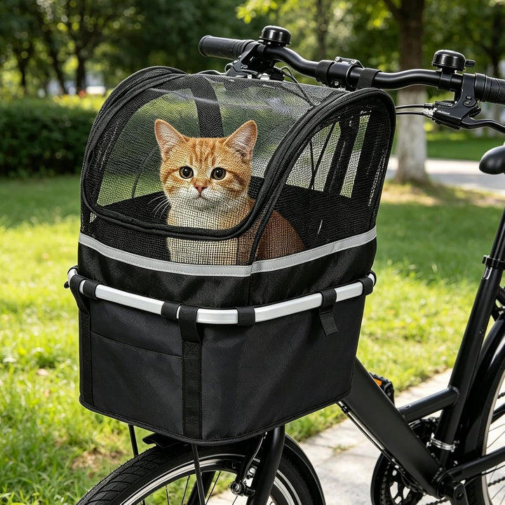 Hunde-Fahrradkorb | Katzen-Fahrrad-Lenkerträger mit Fenster | Fahrradgriff Hundekorb | für tägliche