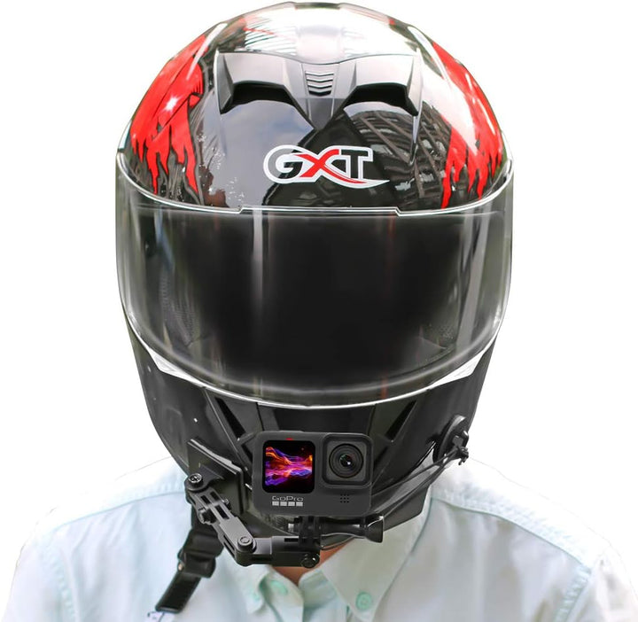 SUREWO Aluminium Motorrad helmhalterung für GoPro Hero 11/10/9/8/7 / (2018) / 6/5 Schwarz ,APEMAN /