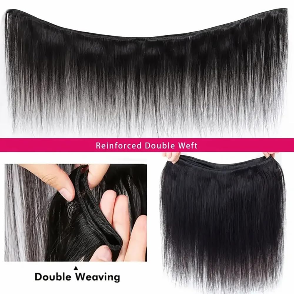 DaiMer 14 Inch Straight Human Hair Bundles 1 Bundles Human Hair Double Weft Weave Straight Hair Bund