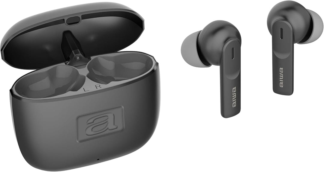 Aiwa EBTW-200 Kabellose Stereo-Kopfhörer, ENC TWS, Silikonpolster mit Satin-Finish, Metallgehäuse au