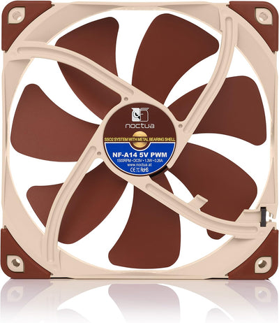 Noctua NF-A14 5V PWM, Leiser Premium-Lüfter mit USB Stromadapterkabel, 4-Pin, 5V Version (140mm, Bra