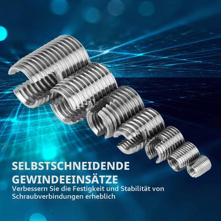 Edelstahl Innengewinde Selbstschneidende Set Gewindeeinsätze Gewinde Verstärken Repair Tool 50 Stück