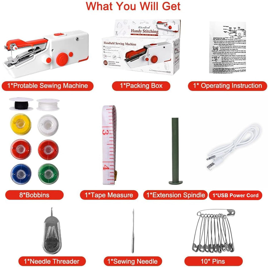 Handnähmaschine, SINZONeu® Mini Elektrische Nähmaschine Tragbar mit Dualem Strom, USB/Batteriebetrie