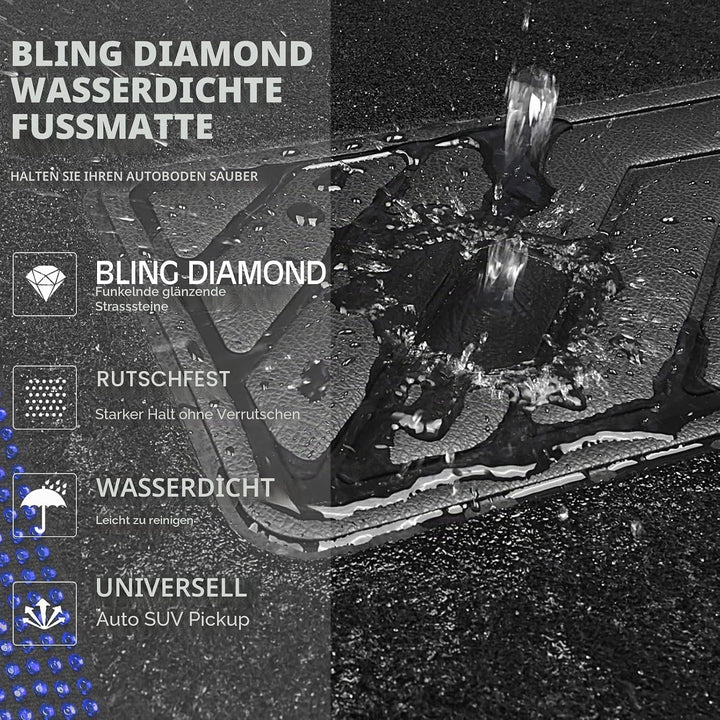 CAR PASS Bling Diamant Auto Fu?matten, Gl?nzend Glitzernder Kristall, Universal Fussmatten Auto mit