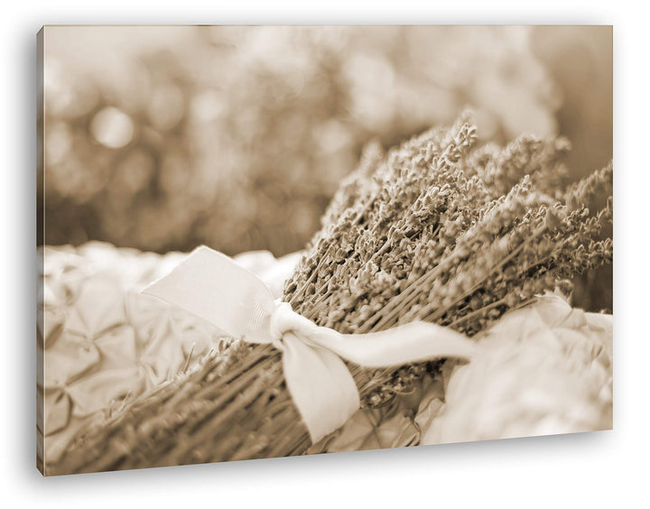 deyoli ein Bündel Lavendel Format: 80x60 Effekt: Sepia als Leinwandbild, Motiv fertig gerahmt auf Ec