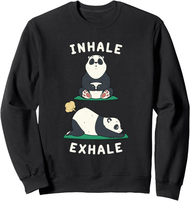 Lustige Yoga Einatmen Ausatmen Furzende Panda Yoga Position Sweatshirt