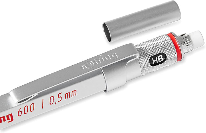 rOtring 600 Druckbleistift | 0,5 mm | Silber | Ergonomisches Vollmetallgehäuse 1 Stück (1er Pack) Me