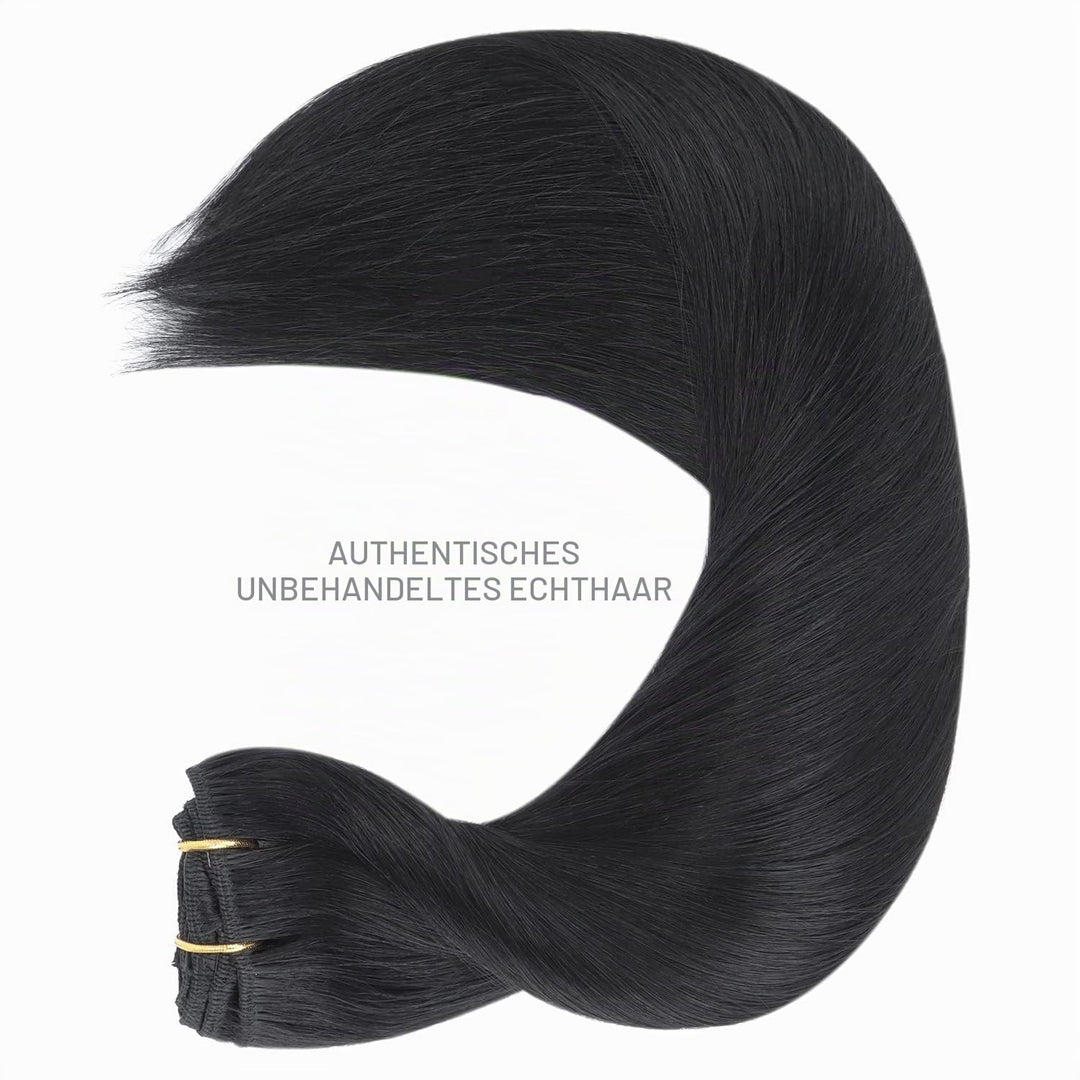 WENNALIFE Clip in Extensions Echthaar, 75g 5pcs 40cm Tief Schwarz Extensions Clip in Remy Clip in Ex